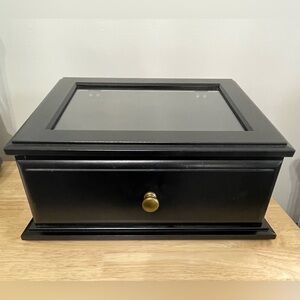Black Display Case for Memorabilia Jewelry Coins Sports Cards 16.5”x12.25”x8.25”